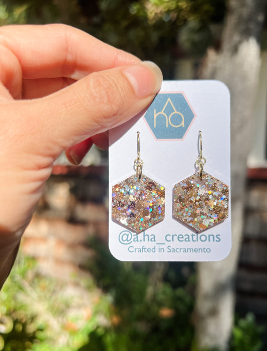 Sparkly Hexagon Dangles