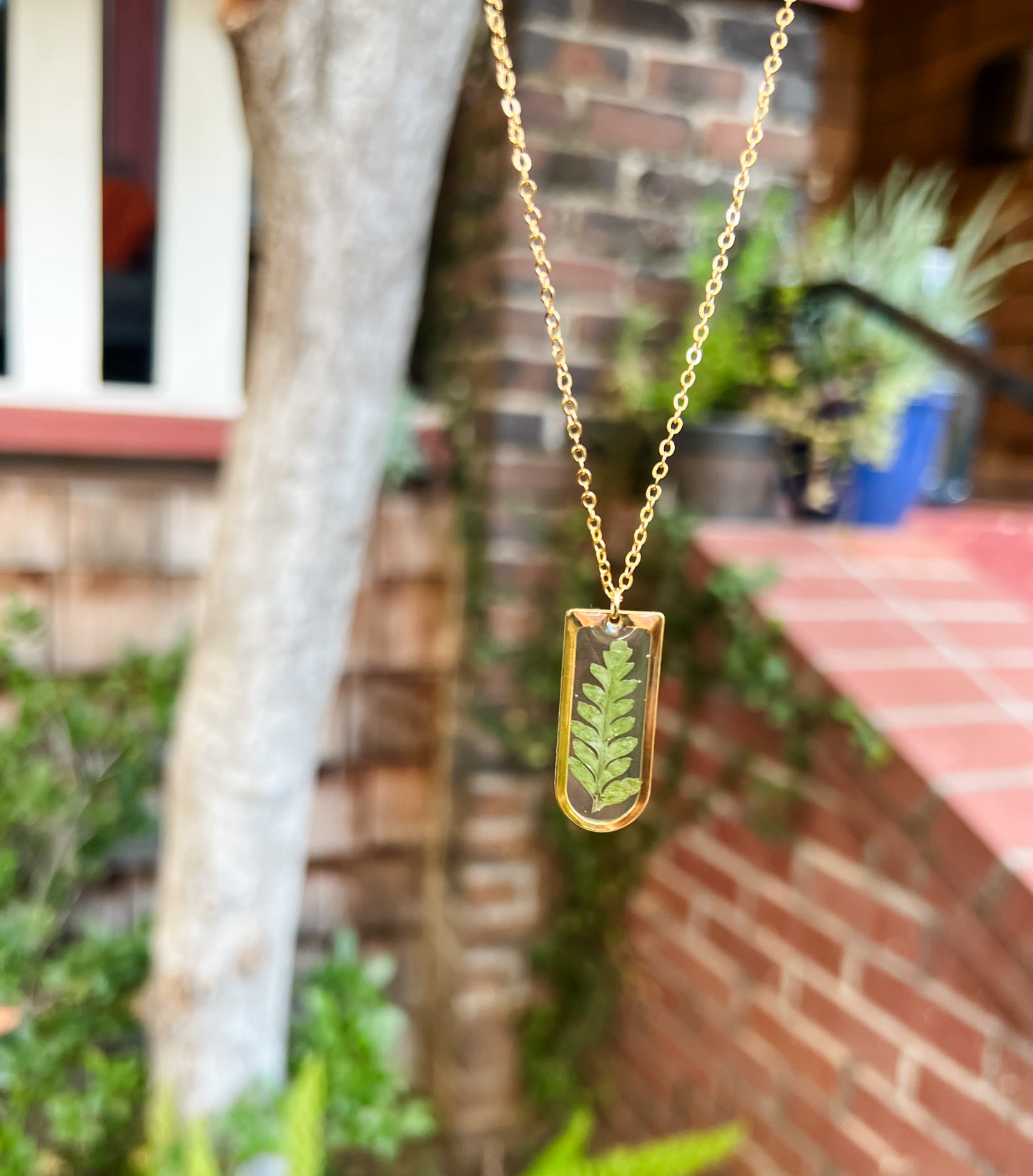 Real Pressed Fern Necklace - D Pendant