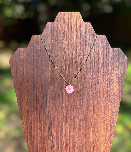 Dainty Pink Chrysanthemum Necklace