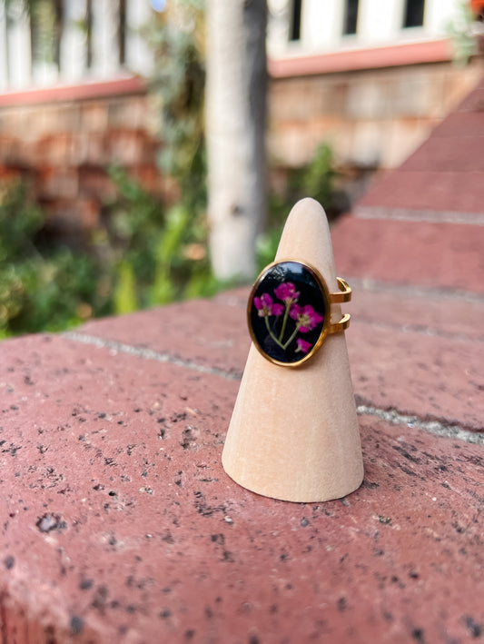 Pressed Alyssum Flower Ring