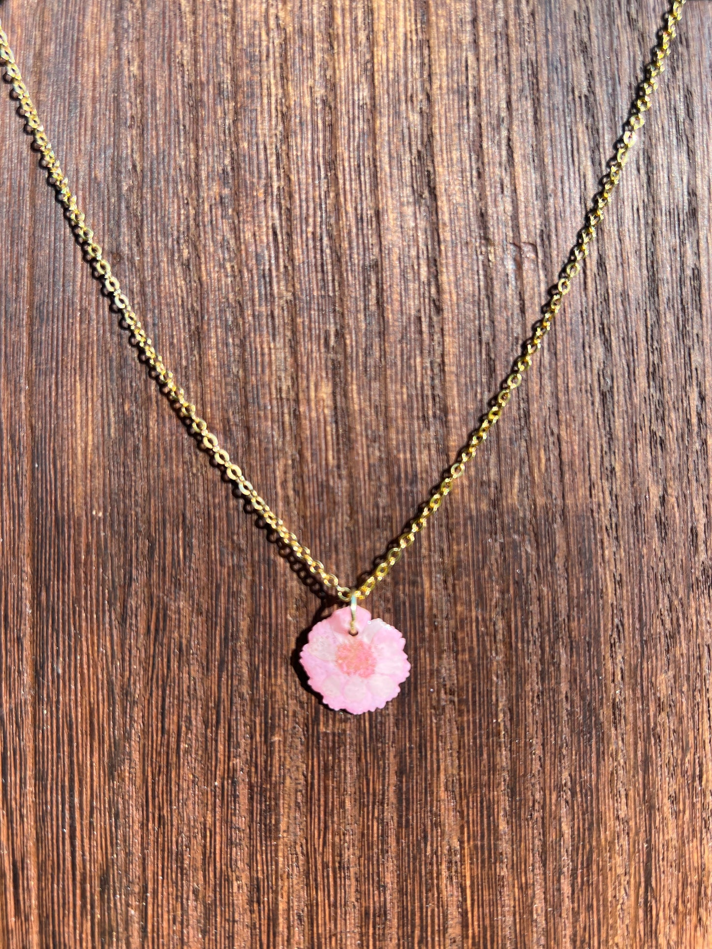 Dainty Pink Chrysanthemum Necklace