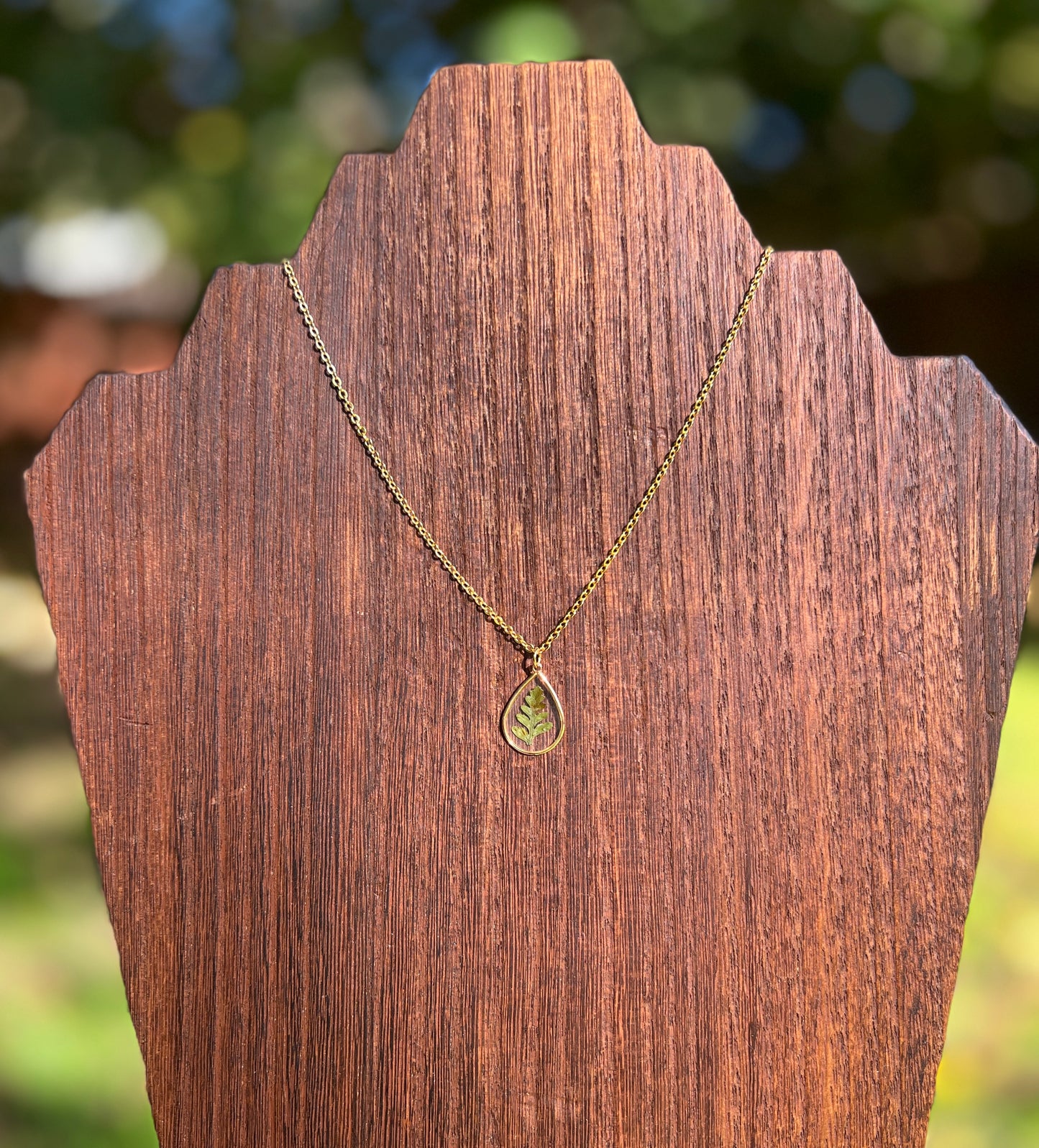 Real Pressed Fern Necklace - Teardrop Pendant